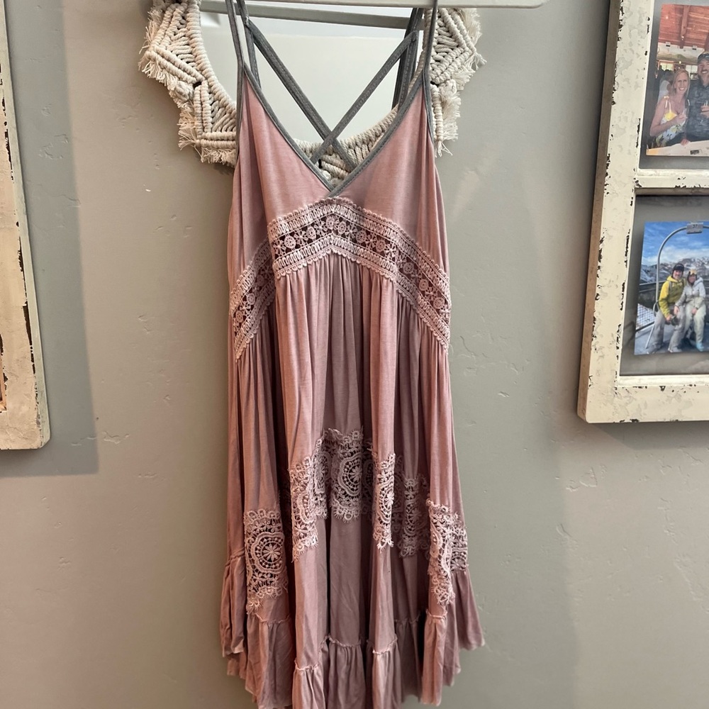 POL Blush Dress with Lace Detail